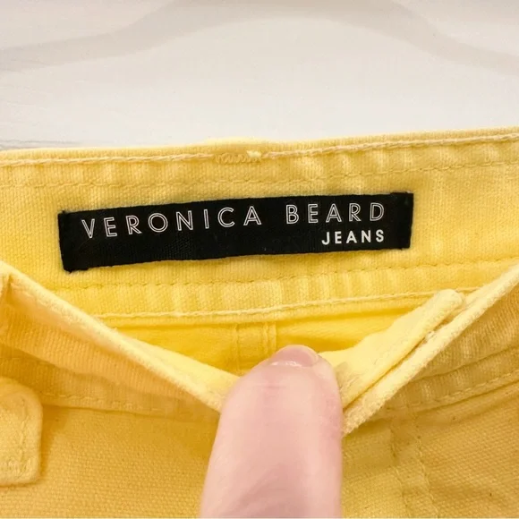 Veronica Beard Cynthia Gaucho CROP WIDE LEG JEANS Denim 12.5” Yellow sz 24 - Picture 12 of 13